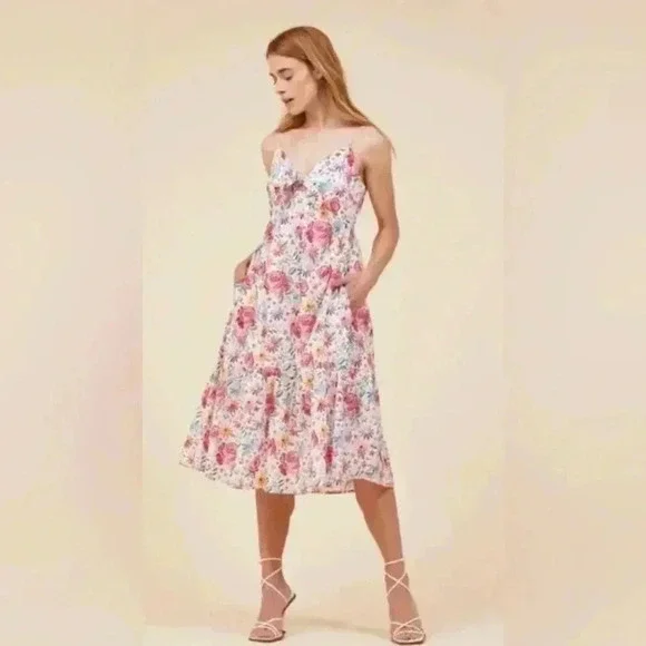 Moodie The Lauren Midi Dress, Floral, adjustable spaghetti strap , lined - Picture 10 of 12